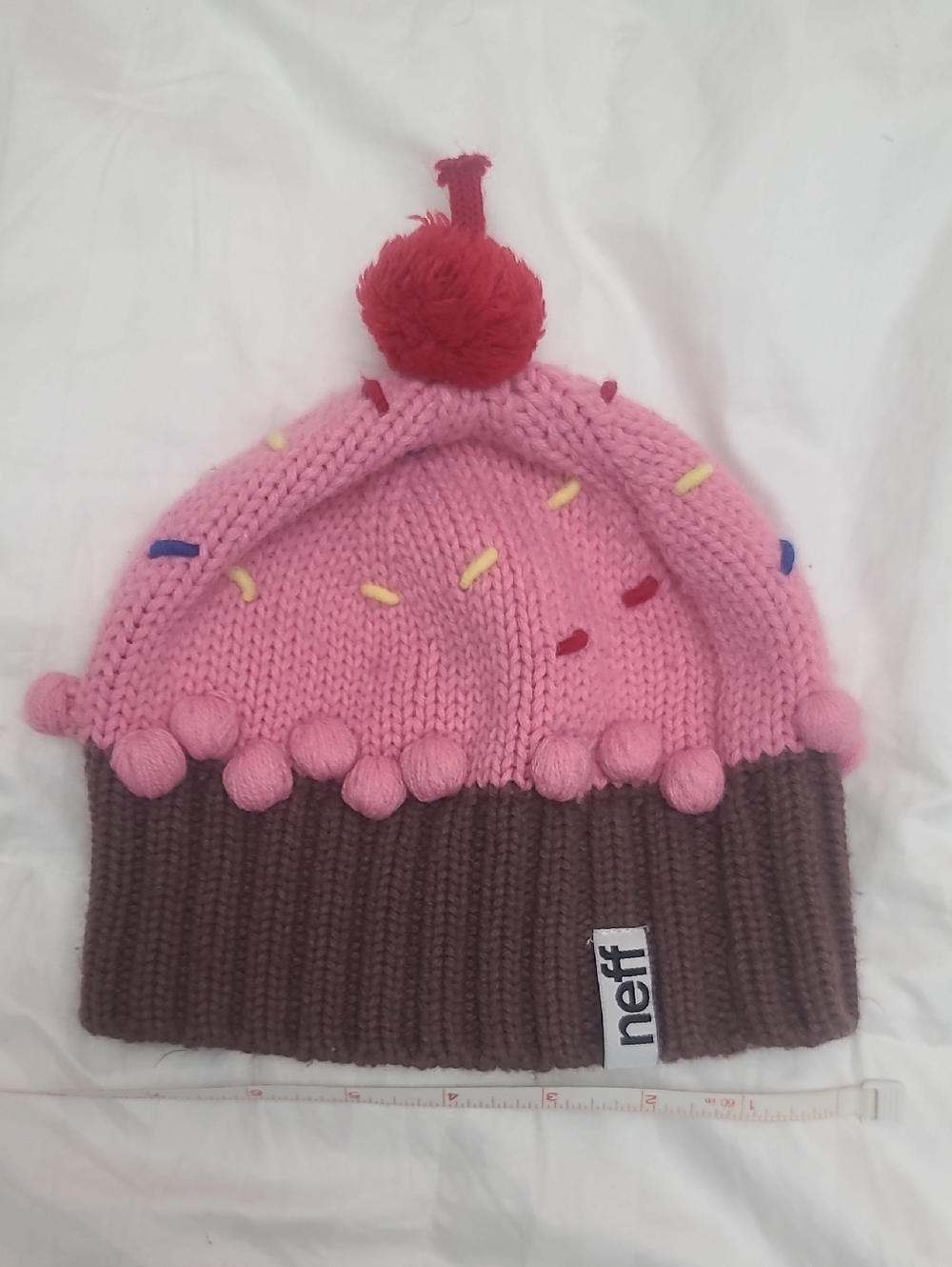 Neff Pink & Brown Cupcake Pom Beanie